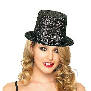 wanna party glitter top plastic hat black