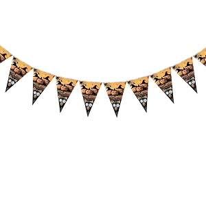 wanna party halloween banners triangle flag fabric halloween pennant halloween bunting garland for halloween party decorations birthday outdoor decorations-9 ftorange