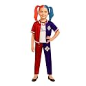 WANNA PARTY Halloween Costume for Girls-Harlei-Quine Costume Red &amp; Blue Costume with Jacket, Pants and Sleevless Tees - Size - M - Age 5 to 7
