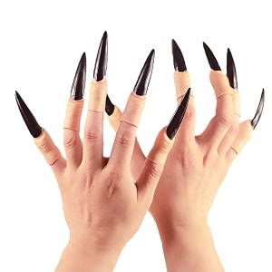 wanna party halloween costume nail claws fake witch finger nailsnail finger tips for halloween party propswitch claws gothic vampire nails - pack of 10black