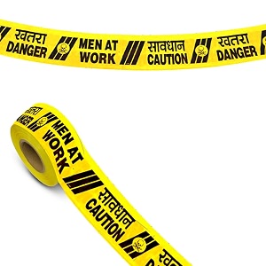 wanna party high-visibility yellow caution tape - 2m fabric roll with 34savdhan34 amp 34caution34 text - durable tear-resistant ideal for safety barriers construction zones amp temporary warnings