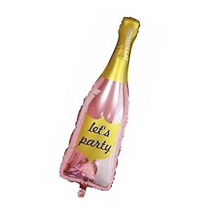 wanna party lets party pink champagne foil balloon bouquet - helium balloons - set of 5
