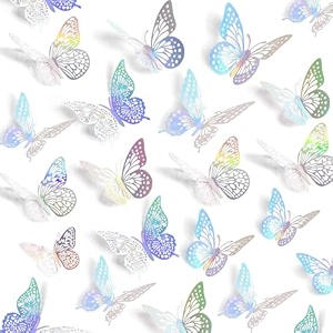 wanna party pack of 12 3d laser butterfly wall decor 3 sizes birthday decorations party baby showercake