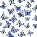 Wanna Party Pack of 12 3D Laser Blue Butterfly Wall Decor - 3 Sizes, Baby Shower, and Cake Decorations