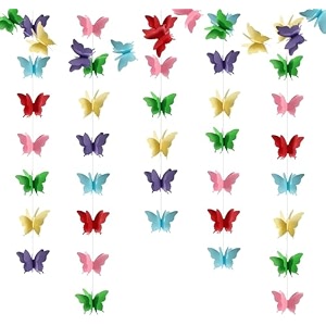 wanna party pack of 4 3d butterfly multicolor string decorationpaper party garland streamers party decorations for home decor baby shower birthday nursery wedding holiday wall hanging decorations