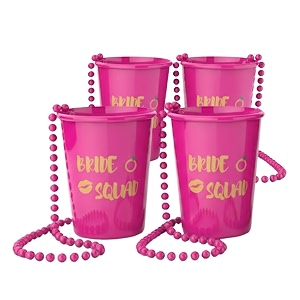 wanna party pack of 4 bachelorette party shot glasses necklace bride squad necklace shot glass for team bride supplies bachelorette party decorations