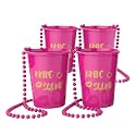 Wanna Party Pack of 4 Bachelorette Party Shot Glasses Necklace, Bride Squad Necklace Shot Glass for Team Bride Supplies, Bachelorette Party Decorations