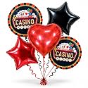 Wanna Party Pack of 5 Red Heart Shaped Cards Party Balloon, Casino Party Balloon for Casino Party, Diwali Card Party Decoration