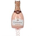 Wanna Party Pink Champagne Bottle Shaped Foil Balloon | 33 Inch Celebration Foil Balloon for Birthday, Anniversary, Bachelorette & New Year Party Decoration | Air & Helium Supported | 1 Pc