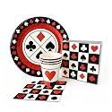 Wanna Party Pk of 40 Cards Party Tableware Set Including Casino Plates Cups Napkins Serves 10 for Poker Club Casino Diwali Cards Theme Decorations