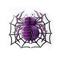 Wanna Party Purple Spider Hanging for Halloween Decorations, Honeycomb Hanging Spider, Hanging Decoration for Home Decor Party Supplies