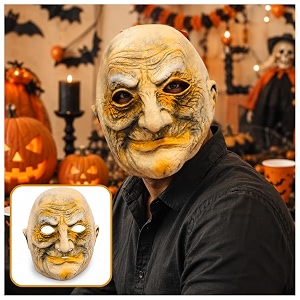 wanna party realistic old man mask for adults  wrinkled elderly face costume mask  halloween fancy dress horror party cosplay stage performance prank amp photo prop  1pc