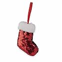 Wanna Party Red Sequin Christmas Stockings (Small) | Plush White Border Hanging Socks | Durable Xmas Decoration for Mantel &amp; Tree Ornament | Red &amp; White Festive Gift Holders