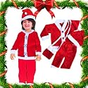 Wanna Party Santa Costume for Kids- Santa Claus Costume Set Including Shirt Pant Cap and Bag for Boys&amp; Girls Age 3-4 Years