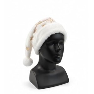 wanna party snowy santa hat with golden snowflakes and plush ball santa hat for christmas x-mas party hat for adults santa claus cap