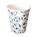 Wanna Party Soccer Themed Paper Cups - 9 Ounces for Party Supplies and Football Decorations - Pack of 8