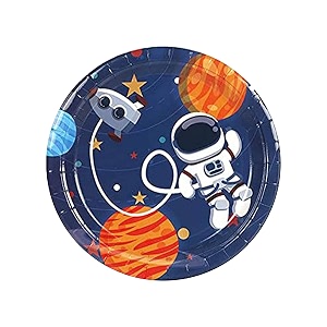 wanna party space theme plates 9 inch paper plates for outer space birthday party suppliesgalaxy solar system astronaut theme party-pack of 8