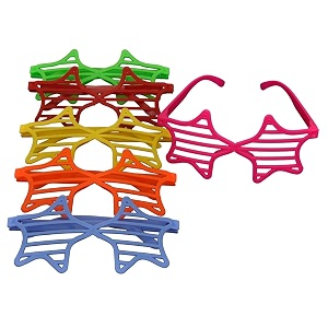 wanna party star neon shutter shades shutter glasses shades sunglasses  slotted sunglasses eyewear  favors props accessories for kids amp adults-6 pcs
