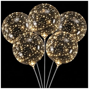 wanna party transparent bobo balloons with led lights pack of 5 20 inch clear balloons for birthday anniversary wedding proposal amp party decoration