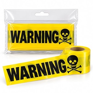 wanna party warning skull tape yellow amp black  15ft  halloween caution tape with skull print for door wall entryway haunted house party backdrop amp spooky decoration