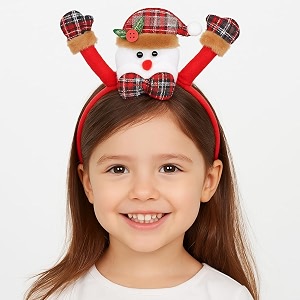 wanna party waving santa headband for kids amp adults  cute christmas head topper accessory  festive hairband with chequered gloves amp bow  universal-fit party supply