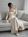 WANQUILA Women Fit and Flare Beige MaxiFull