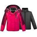 wantdo Girls' 3-in-1 Ski Jacket Windproof Winter Coat Hooded Raincoat