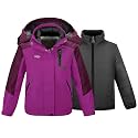 wantdo Girls' 3-in-1 Ski Jacket Windproof Winter Coat Hooded Raincoat