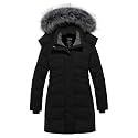 wantdo Girls Winter Coats Long Puffer Jackets Fleece Lined Removable Hood