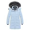 wantdo Girls Winter Coats Long Puffer Jackets Fleece Lined Removable Hood