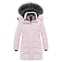 wantdo Girls Winter Coats Long Puffer Jackets Fleece Lined Removable Hood