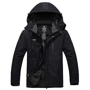 wantdo men39s mountain waterproof ski jacket windproof rain jacket winter warm hooded coat