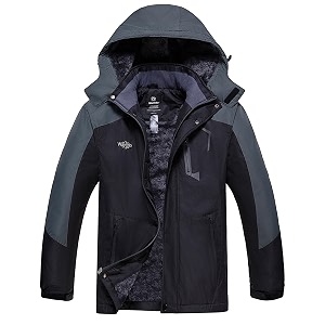 wantdo men39s mountain waterproof ski jacket windproof rain jacket winter warm hooded coat
