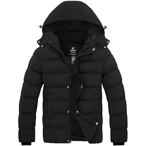 wantdo Mens Puffer Jacket Hooded Winter Coat