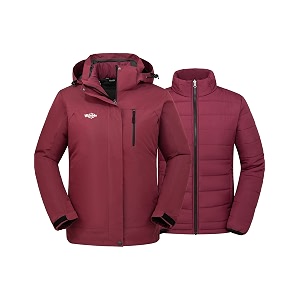 wantdo women39s 3 in 1 waterproof ski jacket windproof winter snow coat snowboarding jackets warm raincoat