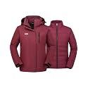 Wantdo Women's 3 in 1 Waterproof Ski Jacket Windproof Winter Snow Coat Snowboarding Jackets Warm Raincoat