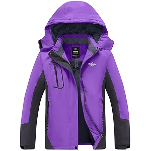 wantdo women39s mountain waterproof ski jacket windproof rain jacket winter warm hooded coat