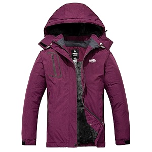 wantdo women39s mountain waterproof ski jacket windproof rain jacket winter warm hooded coat