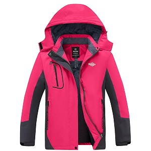 wantdo women39s mountain waterproof ski jacket windproof rain jacket winter warm hooded coat