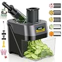 WantJoin 6 in 1 Electric Vegetable Chopper - Multifunctional Commercial Food Processor w/Magnetized Tray, Stainless Steel Blades for Slicing,Dicing,Chopping,Shredding,Wave Cutting,Diagonal Cutting
