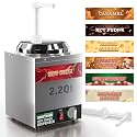 WantJoin Nacho Cheese Dispenser with Pump,2.2Qt Nacho Cheese Warmer,Stainless Steel Hot Fudge Warmer W/5-Level Temperature Adjustment,Commercial Hot Fudge Dispenser for Hot Fudge Cheese Caramel