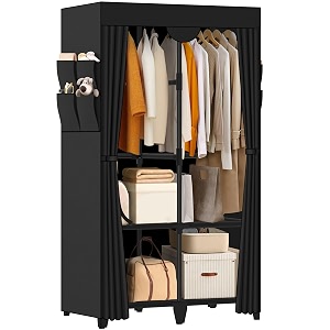 wardrobe closet quick and easy assembly black portable closet