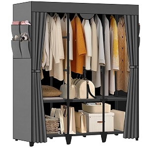wardrobe closet quick and easy assembly gray portable closet