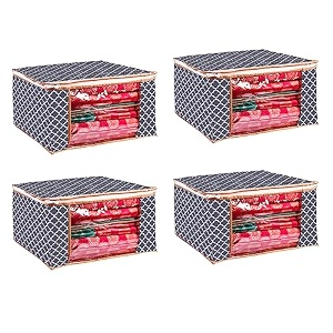 bmg import export wardrobe organizer for clothes cloth storage bag with zipper clothes organizer with transparent window non wowen material cloth cover for saree lehengha shuit dress grey pack of 1