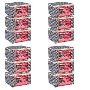 wardrobe organizer for clothes bmg import export cloth storage bag with zipper clothes organizer with transparent window non wowen material cloth cover for saree lehengha shuit dress grey pack of 12