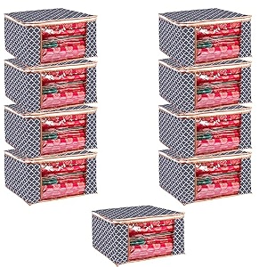 wardrobe organizer for clothes bmg import export cloth storage bag with zipper clothes organizer with transparent window non wowen material cloth cover for saree lehengha shuit dress grey pack of 9