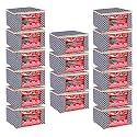 Wardrobe Organizer for Clothes BMG Import Export Cloth Storage Bag with Zipper Clothes Organizer with Transparent Window Non Wowen Material Cloth Cover for Saree Lehengha Shuit Dress Grey (Pack of 16)
