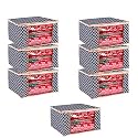 Wardrobe Organizer for Clothes BMG Import Export Cloth Storage Bag with Zipper Clothes Organizer with Transparent Window Non Wowen Material Cloth Cover for Saree Lehengha Shuit Dress Grey (Pack of 7)