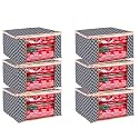 BMG Import Export Wardrobe Organizer for Clothes Cloth Storage Bag with Zipper Clothes Organizer with Transparent Window Non Wowen Material Cloth Cover for Saree Lehengha Shuit Dress Grey (Pack of 6)