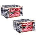 Wardrobe Organizer for Clothes BMG Import Export Cloth Storage Bag with Zipper Clothes Organizer with Transparent Window Non Wowen Material Cloth Cover for Saree Lehengha Shuit Dress Grey (Pack of 2)